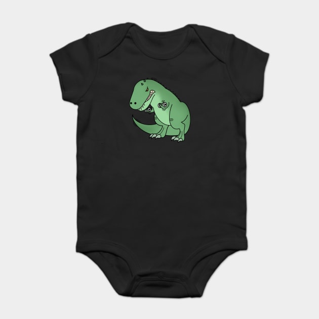 Funny T Rex lifting weights, Funny Dinosaur Baby Bodysuit by logiamerch